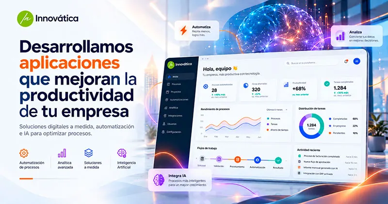 Desarrollamos aplicaciones que mejoran la productividad de tu empresa. Integramos la Inteligencia Artificial en tu organización